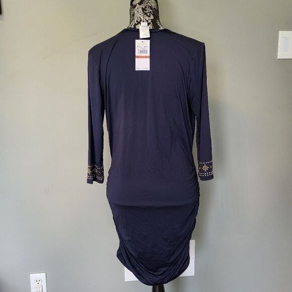 Michael Michael Kors Boho Studded Cover-Up Dress-NEW NAVY-X-Small/Small - Picture 5 of 8